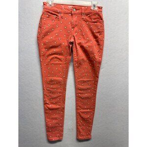 Levis 535 Legging Skinny Jeans Red Peach Print Womens Cotton Blend
